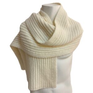 Wilfred Merino Wool Ribbed Scarf NWT– Cream - Soft Medium-Weight Knit